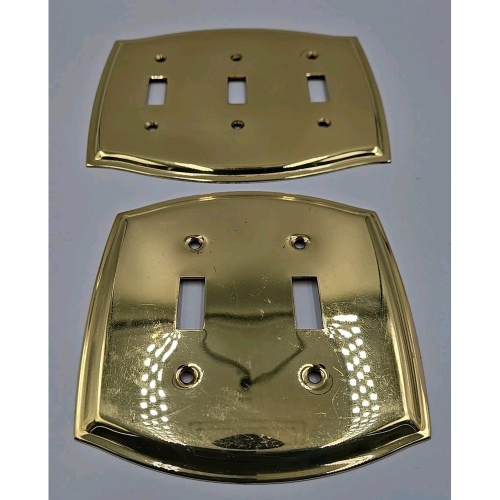 Vintage‎ Blue Chip Solid Brass 3 & 2 Switch Plate Cover Decorative Arched Design